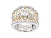 Moissanite Platineve And 14k Yellow Gold Over Silver Ring 1.80ctw D.E.W