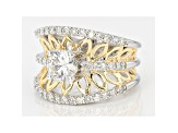 Moissanite Platineve And 14k Yellow Gold Over Silver Ring 1.80ctw D.E.W