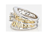 Moissanite Platineve And 14k Yellow Gold Over Silver Ring 1.80ctw D.E.W
