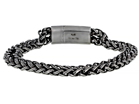 Stainless Steel Double Row Mens Link Bracelet
