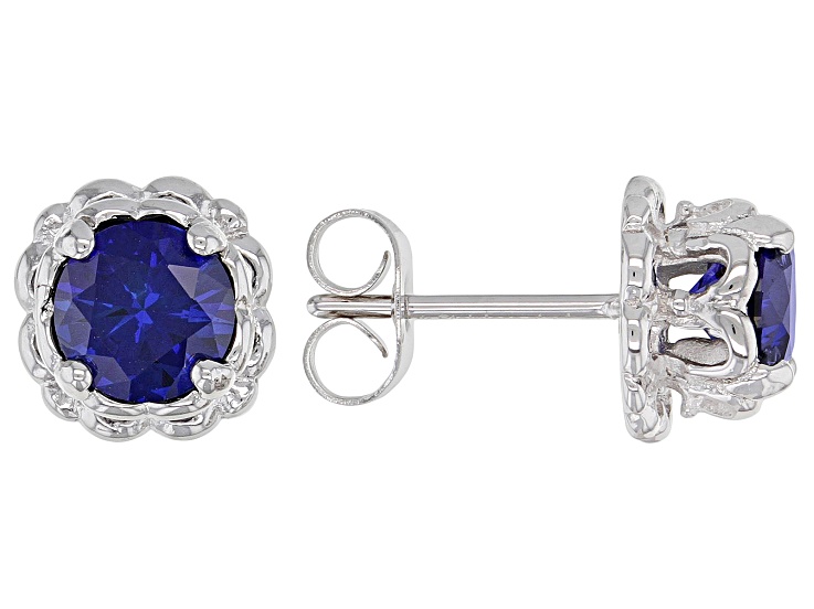 New 0.94ctw outlet Blue Sapphire Stud Earrings 14k Yellow Gold Oval Solitaires