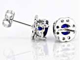 Blue Lab Created Sapphire Stainless Steel Stud Earrings 1.70ctw