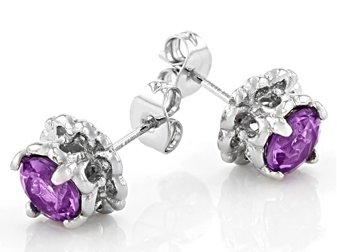 Purple Amethyst Stainless Steel Earrings 1.28ctw