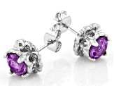 Purple Amethyst Stainless Steel Earrings 1.28ctw
