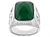 Green Onyx Stainless Steel Mens Ring 8.60ct