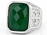 Green Onyx Stainless Steel Mens Ring 8.60ct
