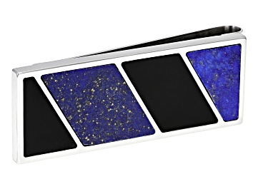 Picture of Lapis Lazuli And Black Agate Stainless Steel Men's Money Clip