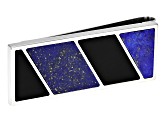 Lapis Lazuli And Black Agate Stainless Steel Men's Money Clip