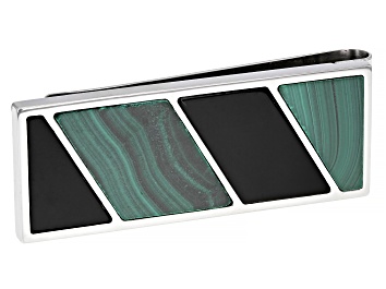 Picture of Green Malachite And Black Agate Stainless Steel Men's Money Clip