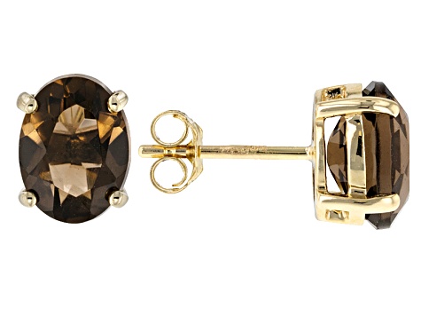 Brown Smoky Quartz 10k Yellow Gold Earrings 1 90ctw Mua030 Jtv Brown Smoky Quartz 10k Yellow Gold Earrings 1 90ctw