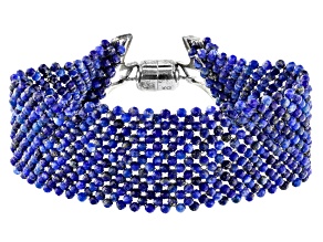 Blue Lapis Lazuli Rhodium Over Silver Bracelet
