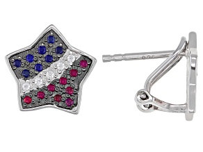 Red Lab Created Ruby Rhodium Over Silver Stud Earrings .25ctw