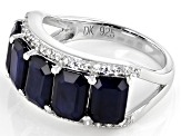 Blue Sapphire Rhodium Over Sterling Silver Ring 6.16ctw