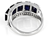 Blue Sapphire Rhodium Over Sterling Silver Ring 6.16ctw