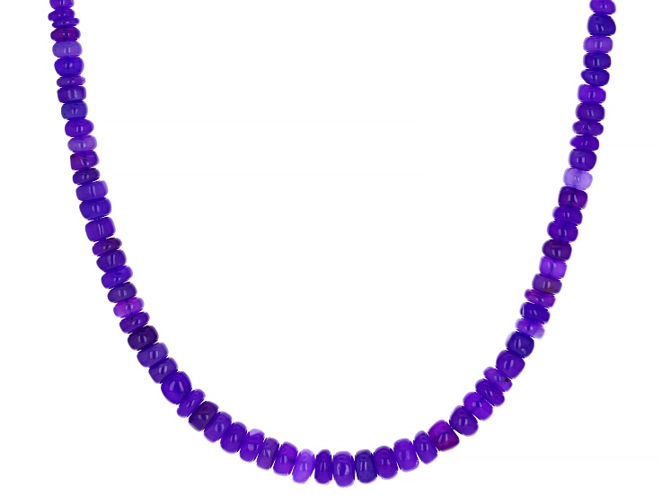 Purple Ethiopian Opal Rhodium Over Sterling Silver Bead Necklace