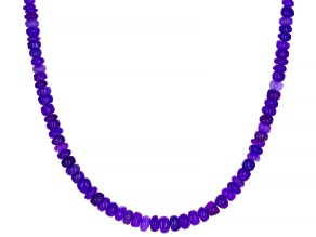 Purple Ethiopian Opal Rhodium Over Sterling Silver Bead Necklace