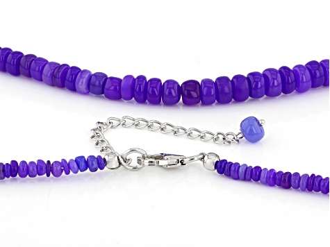 Purple Ethiopian Opal Rhodium Over Sterling Silver Bead Necklace