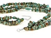Blue Kingman Turquoise Rhodium Over Sterling Silver 3-strand Necklace