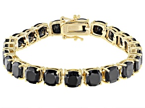 Black Spinel 18k Yellow Gold Over Sterling Silver Bracelet 38.12ctw