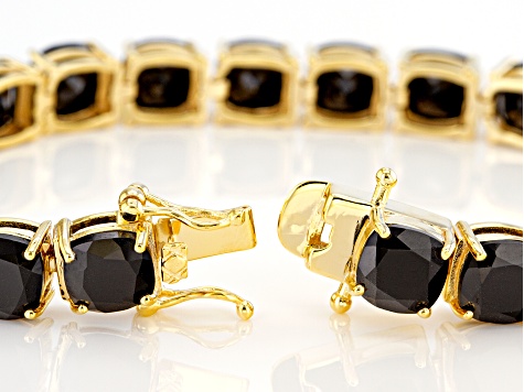 Black Spinel 18k Yellow Gold Over Sterling Silver Bracelet 38.12ctw