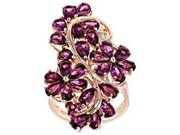 Picture of Raspberry Rhodolite 18k Rose Gold Over Silver Ring 5.88ctw