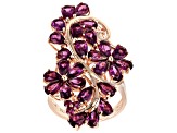 Raspberry Rhodolite 18k Rose Gold Over Silver Ring 5.88ctw