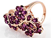 Raspberry Rhodolite 18k Rose Gold Over Silver Ring 5.88ctw