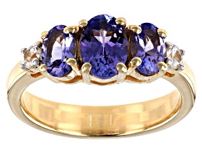 Blue Tanzanite 18K Yellow Gold Over Sterling Silver Ring 1.58ctw