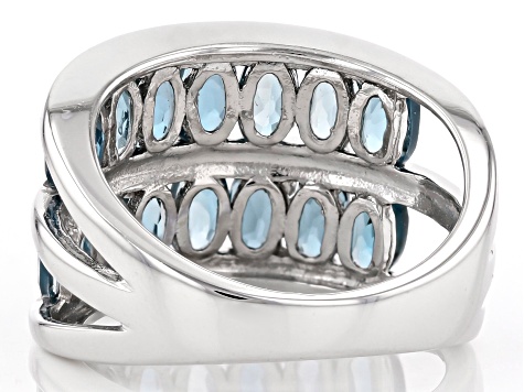 Blue Topaz Rhodium Over Sterling Silver Band Ring 3.00ctw