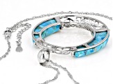 Blue Turquoise Rhodium Over Sterling Silver Pendant With Chain