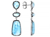 Blue larimar  rhodium over sterling silver dangle earrings