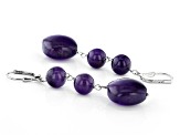 Purple Amethyst Rhodium Over Sterling Silver Earrings set of 3