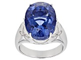 Blue Color Shift Fluorite Rhodium Over Silver Ring 8.53ctw
