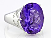 Blue Color Shift Fluorite Rhodium Over Silver Ring 8.53ctw