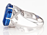 Blue Color Shift Fluorite Rhodium Over Silver Ring 8.53ctw