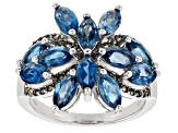 London Blue Topaz Rhodium Over Sterling Silver Ring 3.73ctw