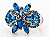 London Blue Topaz Rhodium Over Sterling Silver Ring 3.73ctw