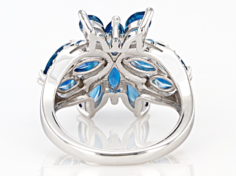 London Blue Topaz Rhodium Over Sterling Silver Ring 3.73ctw