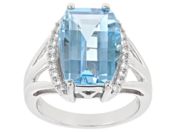 Picture of Blue Glacier Topaz Rhodium Over Sterling Silver Ring 7.70ctw