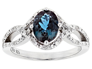 Picture of Blue lab created alexandrite rhodium over sterling silver ring 1.30ctw