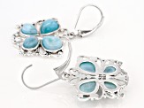 Blue Larimar Rhodium Over Silver Butterfly Earrings