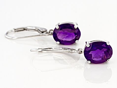 Purple Amethyst Rhodium Over Sterling Silver Dangle Earrings 2.72ctw