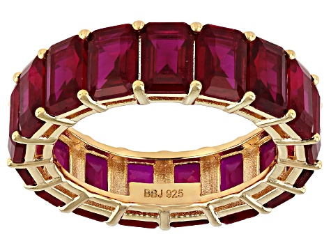 Red Lab Created Ruby 18k Yellow Gold Over Sterling Silver Band Ring 10.80ctw