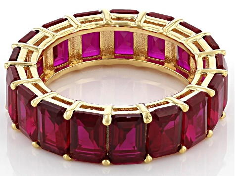 Red Lab Created Ruby 18k Yellow Gold Over Sterling Silver Band Ring 10.80ctw