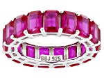 Red Lab Created Ruby 18k Rhodium Over Sterling Silver Band Ring 10.80ctw
