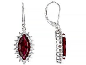Red Lab Created Ruby Rhodium Over Silver Earrings 6.98ctw