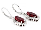 Red Lab Created Ruby Rhodium Over Silver Earrings 6.98ctw
