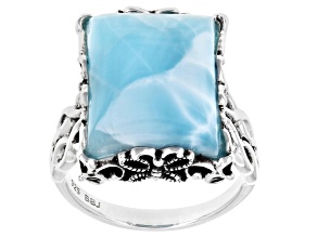 Blue Larimar Sterling Silver Solitaire Ring