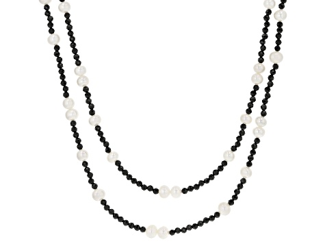 Black Spinel Rhodium Over Sterling Silver Necklace