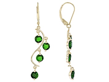 Picture of Green Chrome Diopside 18K Yellow Gold Over Sterling Silver Dangle Earrings 2.30ctw